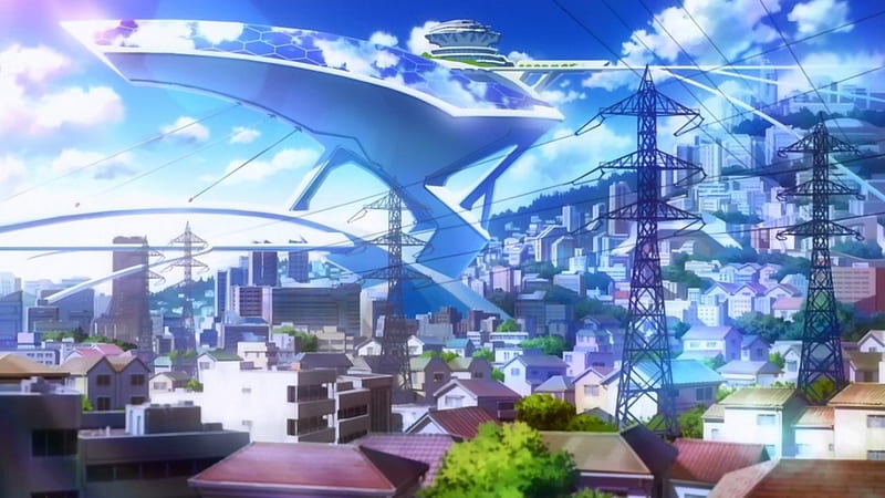 Anime SCI-FI City, Scenery, Anime Scenery, Anime, City, Sci-Fi, HD wallpaper