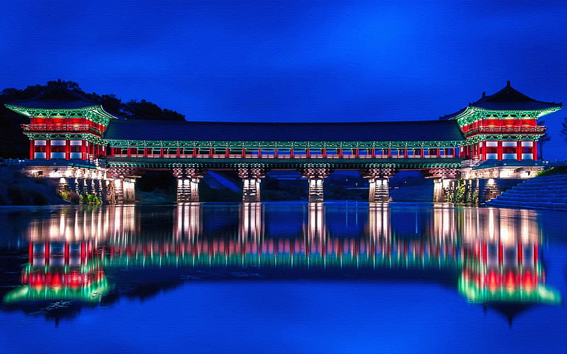 Woljeonggyo Bridge nighscapes, South Korea, Asia, HD wallpaper