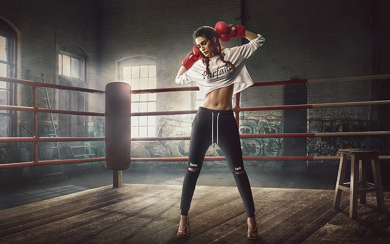 Kriti Sanon, Indian fashion model, boxing ring, boxing, Indian actress, beautiful woman, sport, HD wallpaper