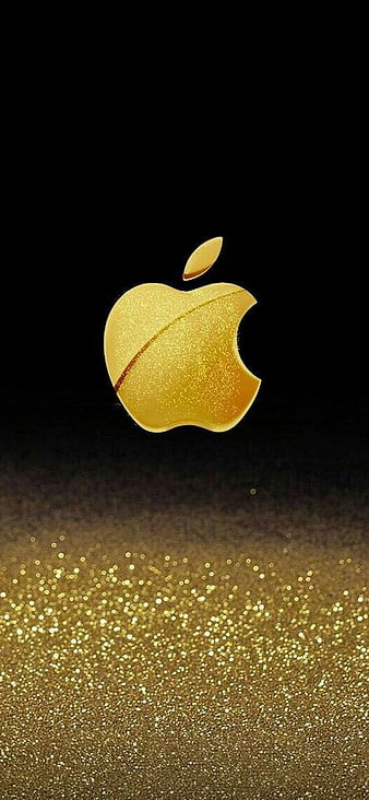 iPhoneXpapers.com | iPhone X wallpaper | at07-apple-logo-dark-water-gold -art-illustration