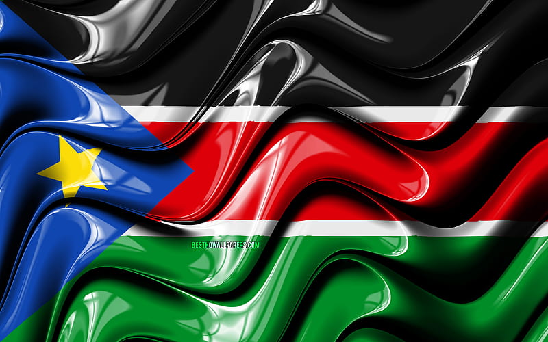 South Sudan flag Africa, national symbols, Flag of South Sudan, 3D art, South Sudan, African countries, South Sudan 3D flag, HD wallpaper
