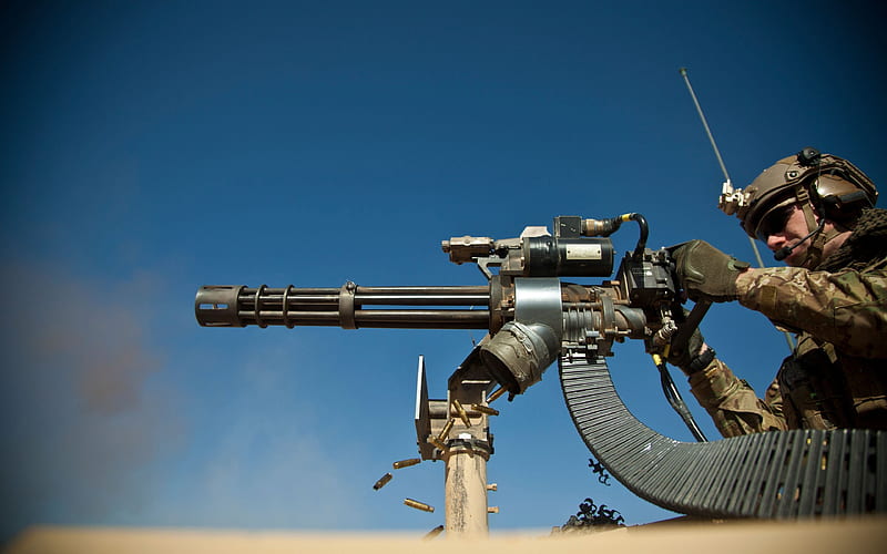 M134 Minigun, multi-barreled, quick-firing machine gun, United States, American machine guns, Gatling scheme, HD wallpaper