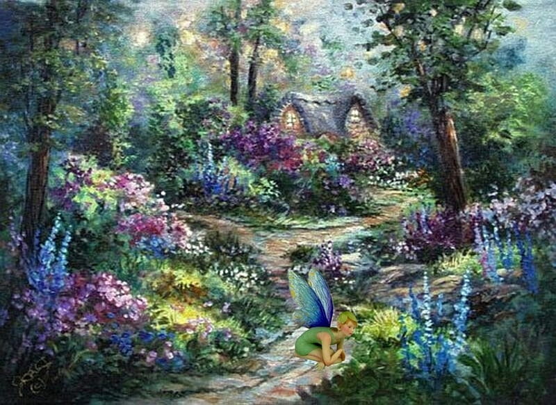 Fairy Garden, Fairy, Trees, Forest, Garden, HD wallpaper