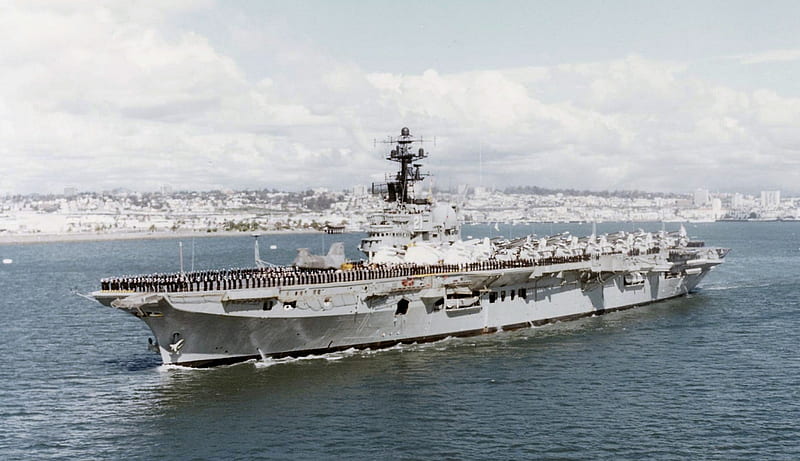 WORLD OF WARSHIPS AIRCRAFT CARRIER HMAS MELBOURNE FMR HMS MAJESTIC, 1350 crew incl 350 air group, 40000 shp, turbine sets, length 702 ft, 4 admiralty 3 drum boilers, 2 screws port 3 bl stb 4 bl, 2 Parsons single reduction, 24 knots speed, 20000 tons fl, HD wallpaper