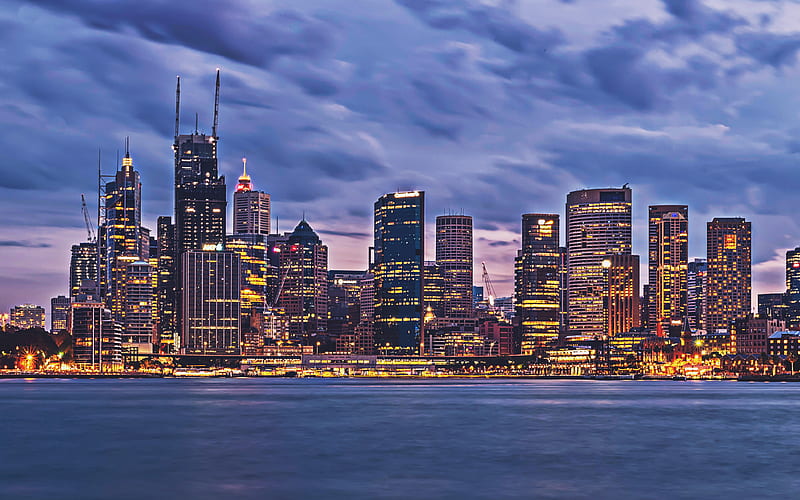Sydney australian cities, nightscapes, cityscapes, Australia, Sydney Harbour, Sydney at evening, HD wallpaper