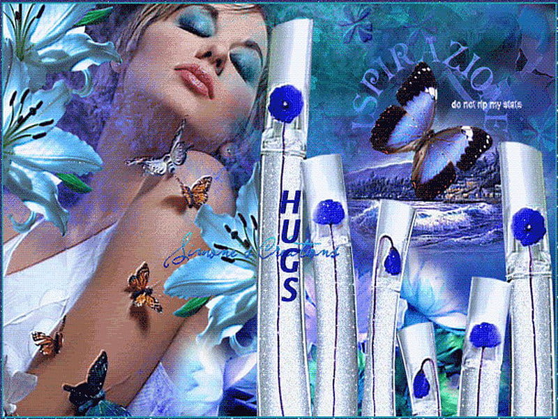 fragrance, flower, parfume, butterfly, blue, HD wallpaper