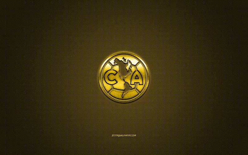 Club America, Mexican football club, Liga MX, yellow logo, yellow carbon fiber background, football, Mexico city, Mexico, Club America logo, HD wallpaper