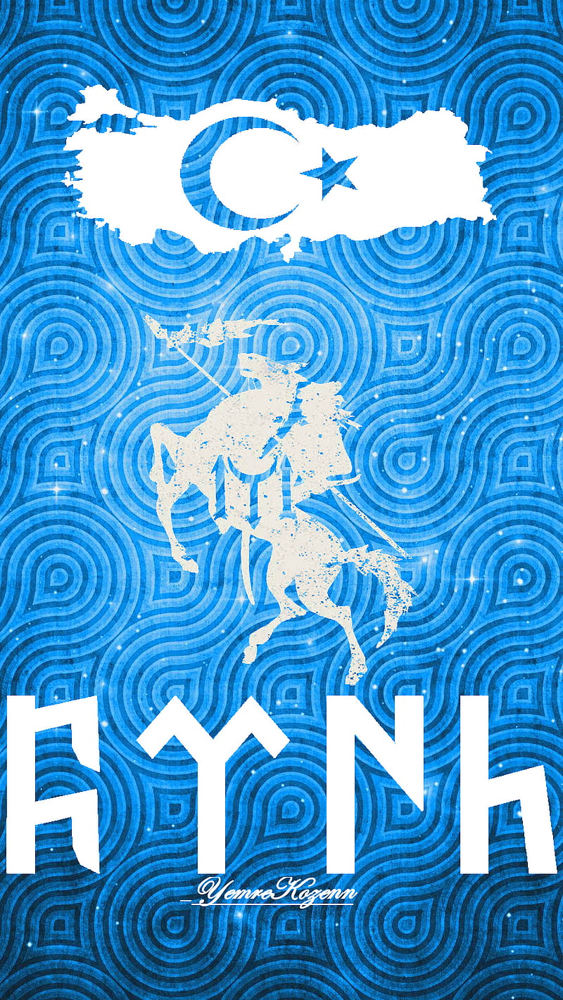 yemrekozenn, ay, blue, horse, kayi, kayiboyu, turk, turkiye, white, yildiz, HD phone wallpaper