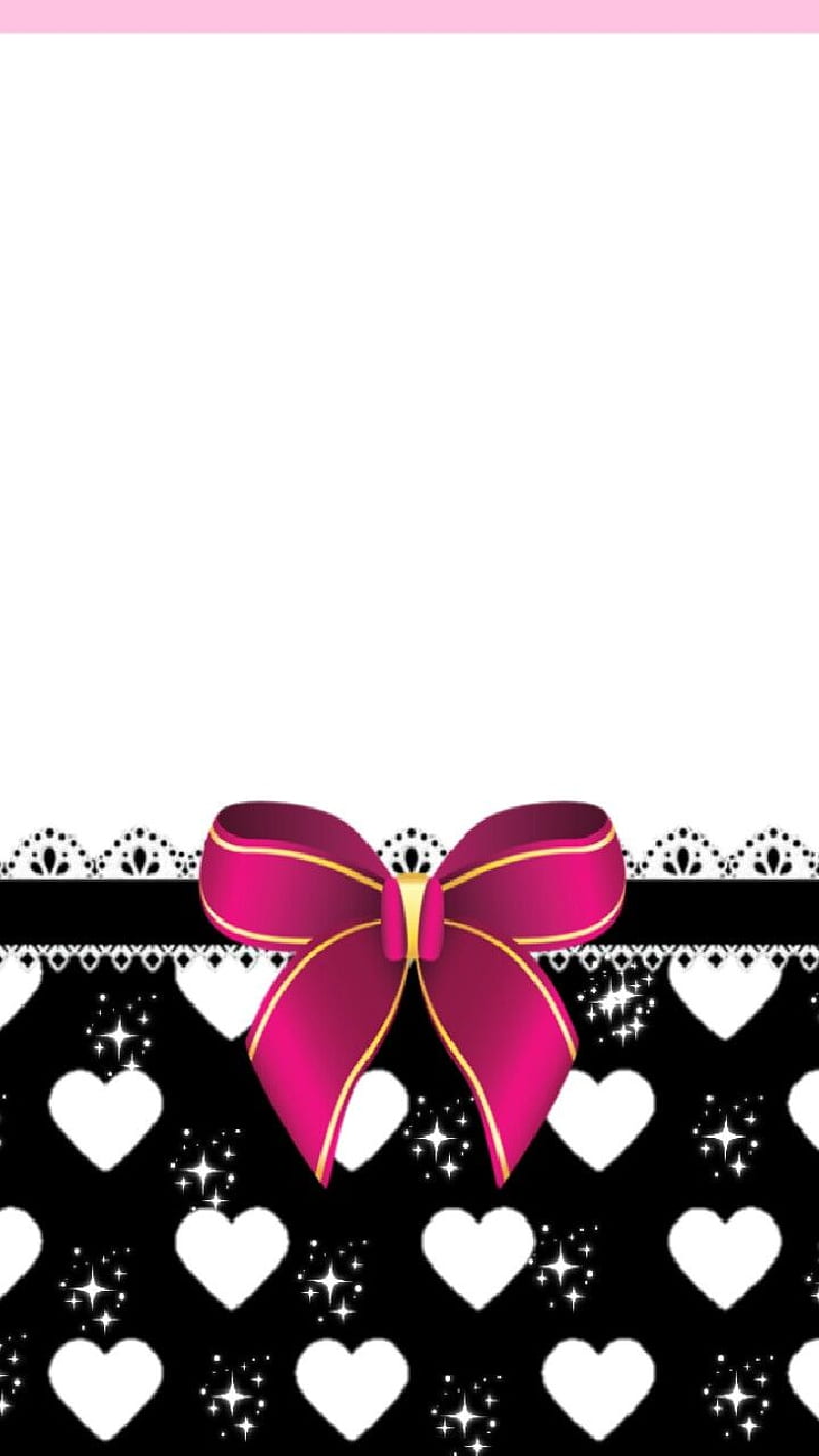 Pretty bow, black, bow, glitter, corazones, purple, white, HD phone  wallpaper | Peakpx