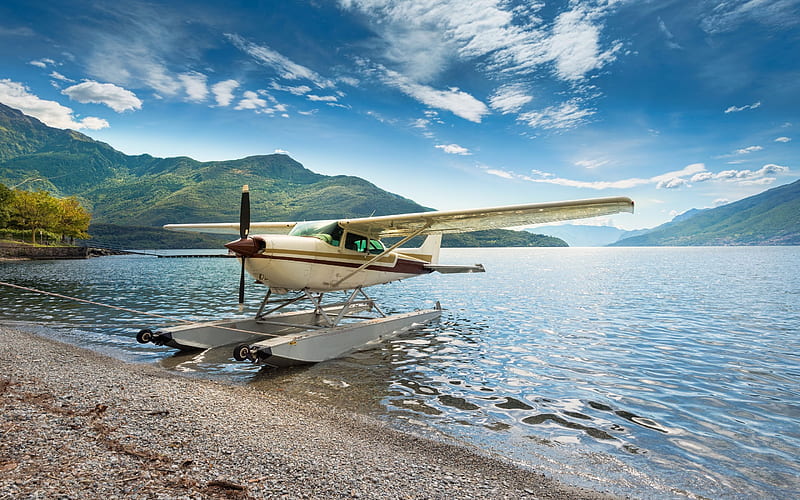 Lake Como, Coast, summer, Seaplane, Italy, HD wallpaper