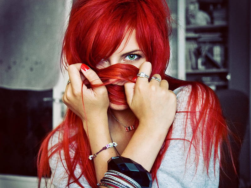 Redhead, red, beutiful, woman, sexy, HD wallpaper