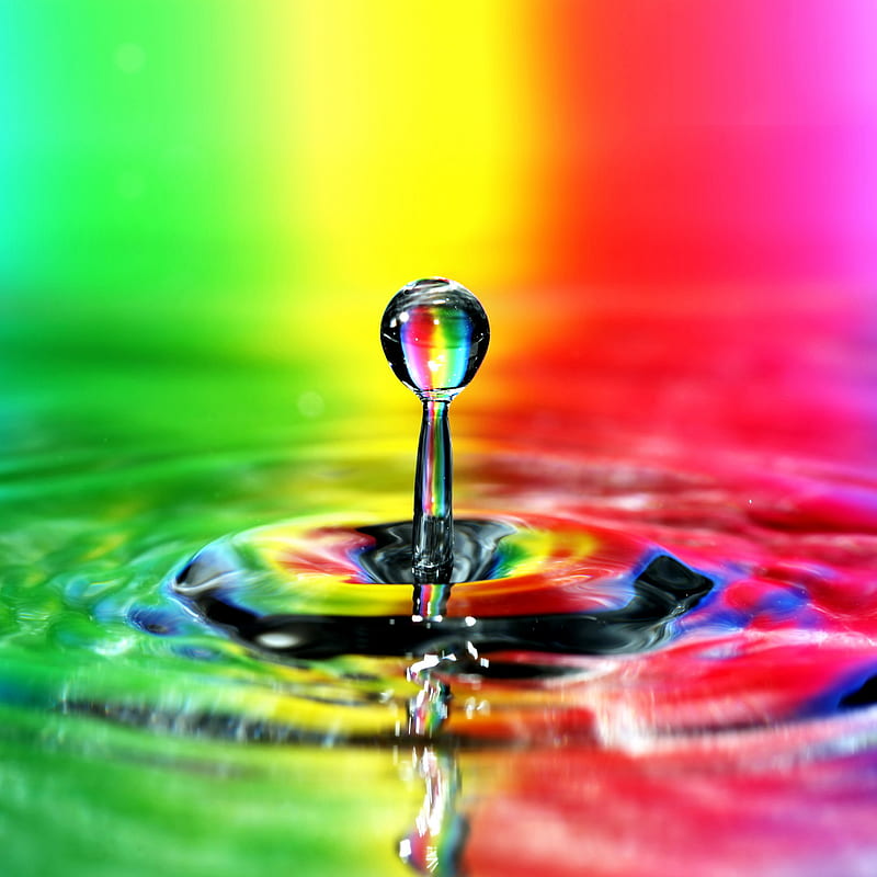 Water Drop, colorful, drop, rainbow, splash, water, HD phone wallpaper