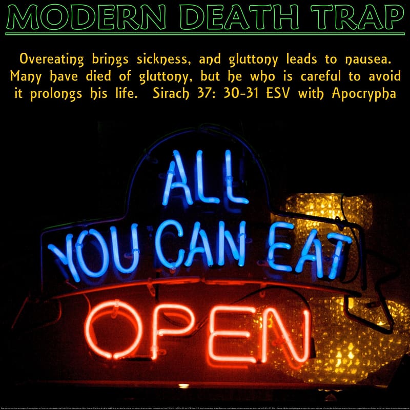 Modern Death Trap, neon sign, religious, gluttony, love, peace, spiritual, bulimia, 7 deadly sins, sayings, oderation, fitness, quotes, all-you-can-eat-restaurant, health, seven dealy sins, moderation, overeating, foodies, self-control, food, restaurant, wisdom, HD wallpaper