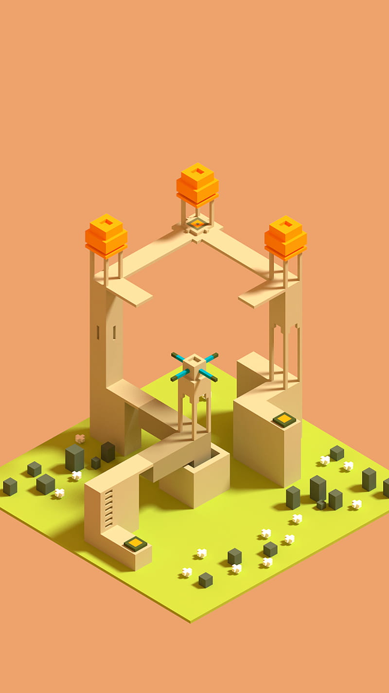 3D, portrait display, simple background, digital art, Monument Valley (game), HD phone wallpaper