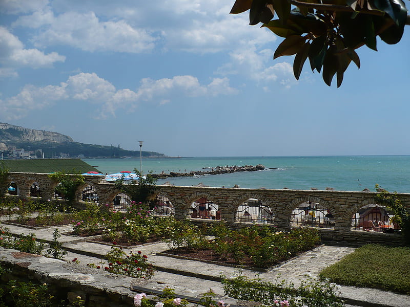 Balchik beach, sea, bulgaria, landscape, balchik, HD wallpaper