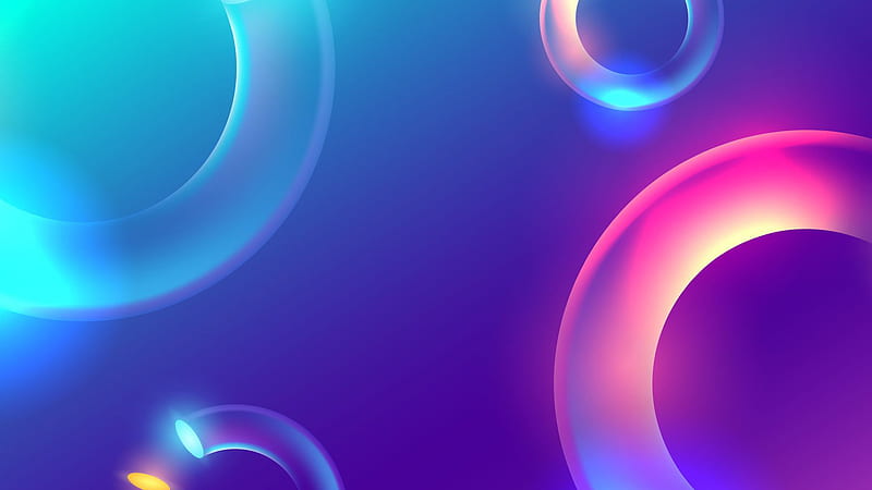 Colorful Neon Light Circles Abstraction Abstract, HD wallpaper