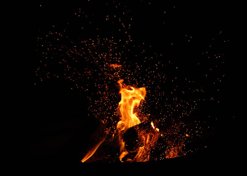 bonfire surrounded by embers, HD wallpaper