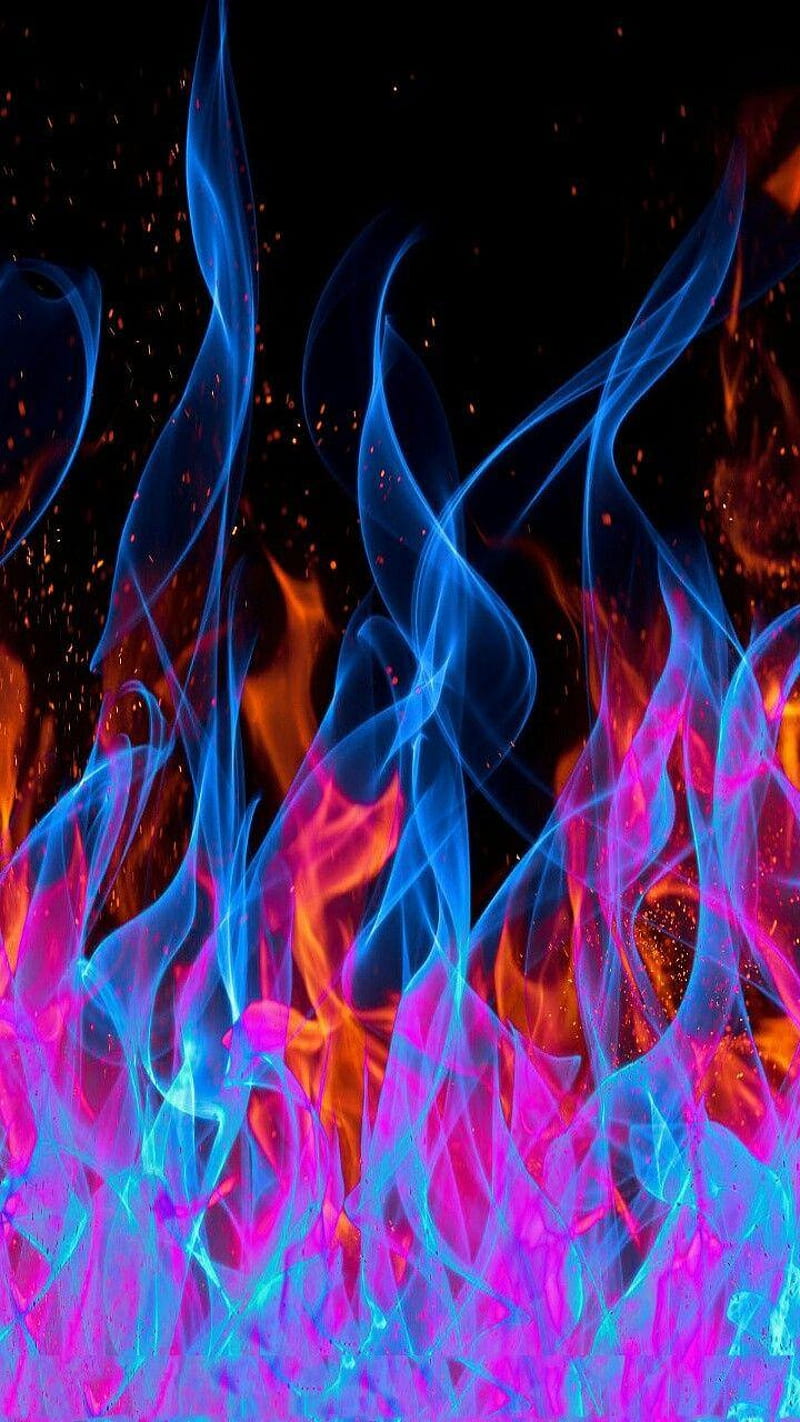 Flames, blue, HD phone wallpaper