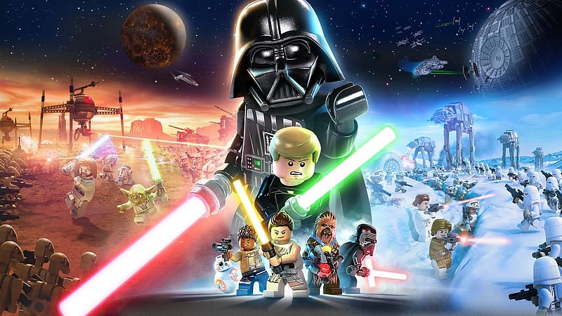 Star Wars, Lightsaber, Video Game, Darth Vader, Chewbacca, Yoda, Luke Skywalker, Obi Wan Kenobi, C 3Po, Han Solo, Princess Leia, Rey (Star Wars), Bb 8, Kylo Ren, Lego Star Wars: The Skywalker Saga, HD wallpaper