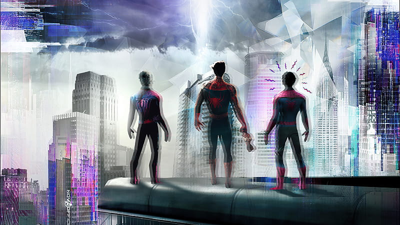 Spiderman Trio , spiderman, superheroes, artwork, artist, HD wallpaper