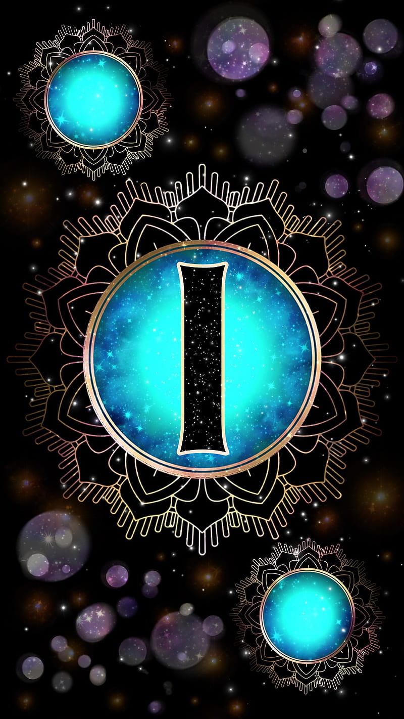Magick Mandala I, galaxy, glow, initial i, letter i, magic, magick, mandala, mystical, occult, orb, HD phone wallpaper