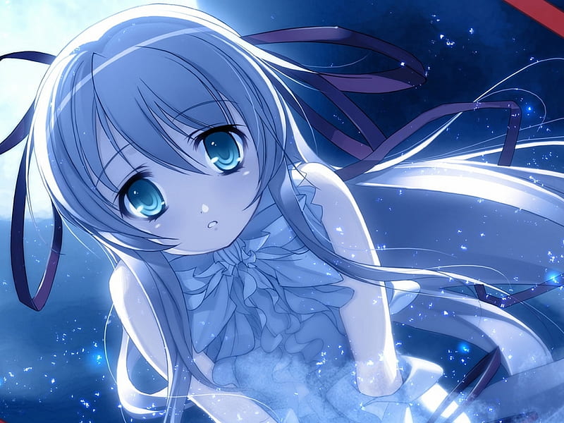 La legendaria luna, ojos bonitos azules, anime linda chica, estrellas,  hembra, Fondo de pantalla HD | Peakpx
