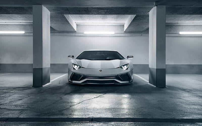 Novitec Torado Lamborghini Aventador S, parking, 2018 cars, supercars, tuning, white Aventador, Lamborghini, HD wallpaper