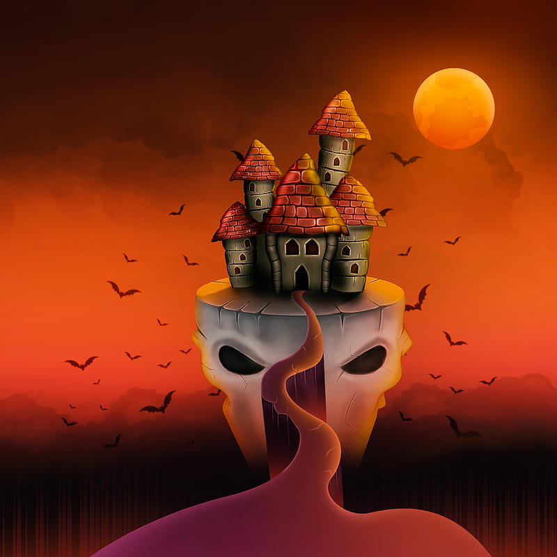 Castillo de halloween, murciélagos, castillo, espeluznante, oscuro,  halloween, Fondo de pantalla de teléfono HD | Peakpx