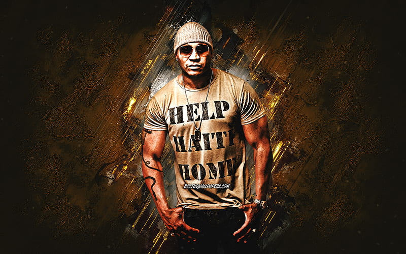 LL Cool J, James Todd Smith, american singer, portrait, brown stone background, HD wallpaper