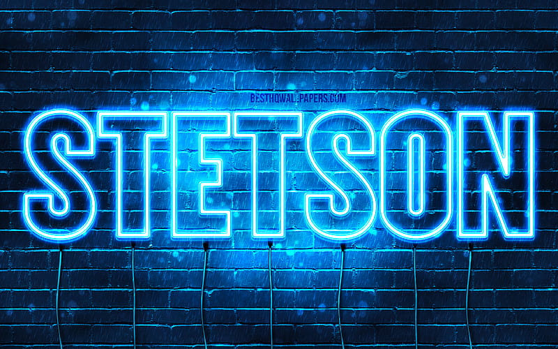 Stetson with names, horizontal text, Stetson name, blue neon lights, with Stetson name, HD wallpaper