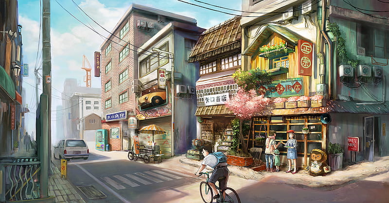 Anime Shop, Japan Suburbs, HD wallpaper