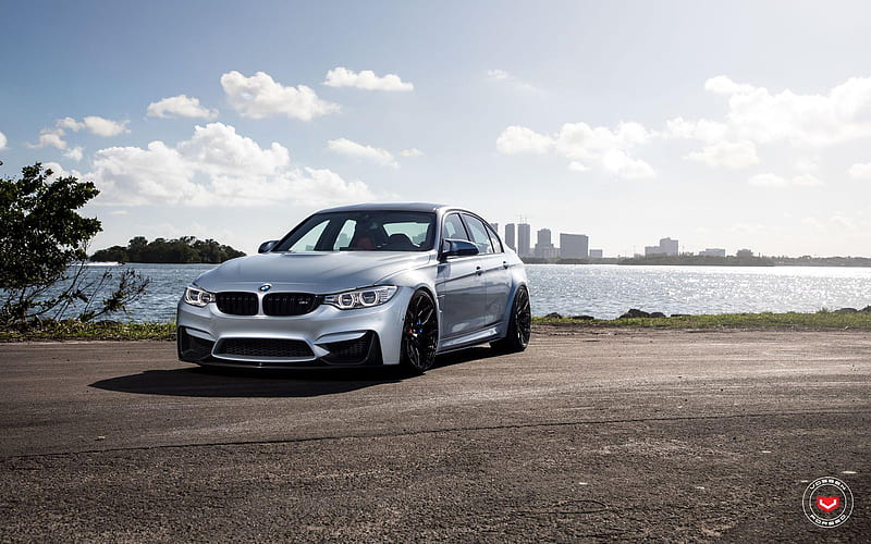 BMW M3 Sedan, 2018 cars, tuning, Vossen Wheels, S17-01, F80, silver M3, BMW, HD wallpaper