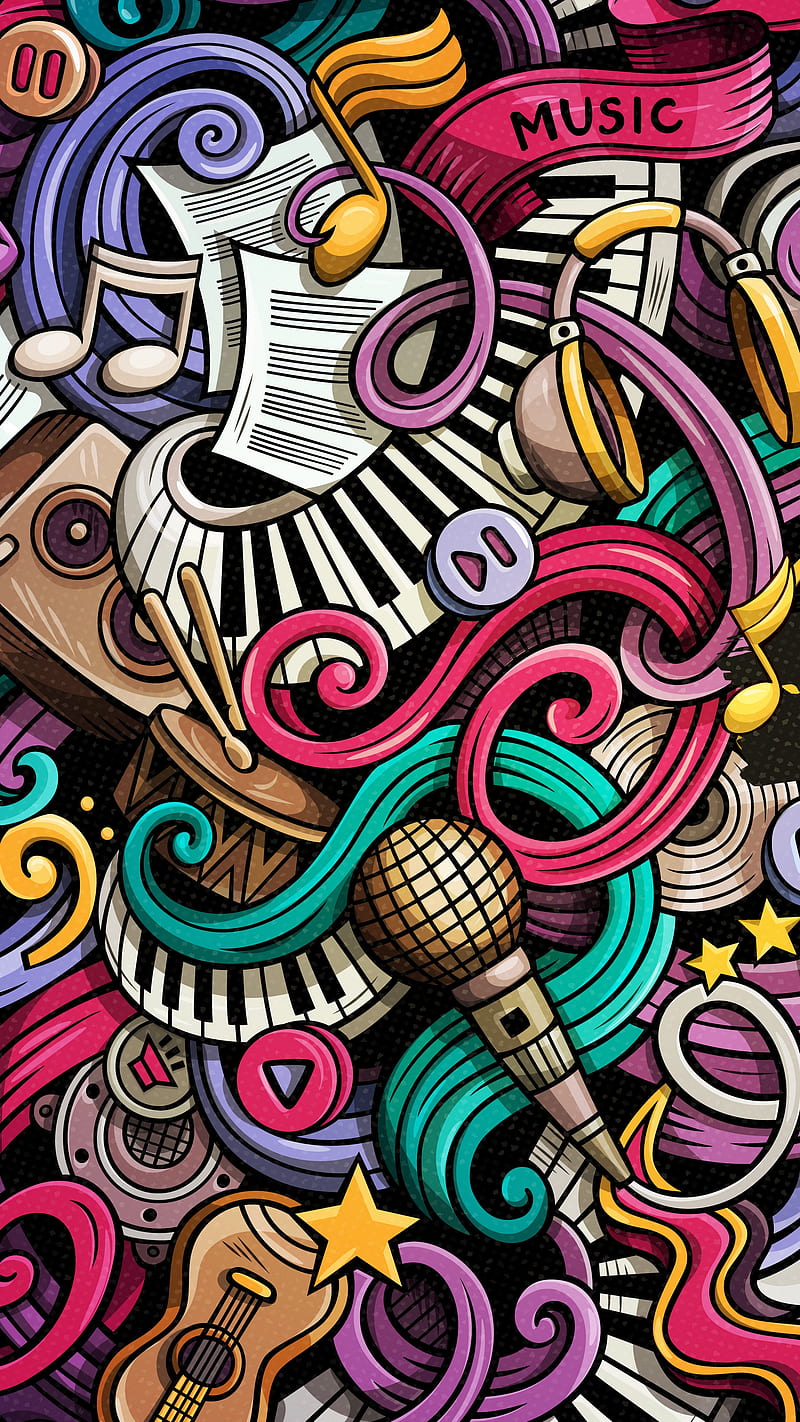 Doodle, colorful, music doodles, HD phone wallpaper | Peakpx