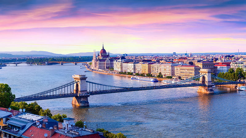 Bridge Budapest Building Hungary River Travel, HD wallpaper
