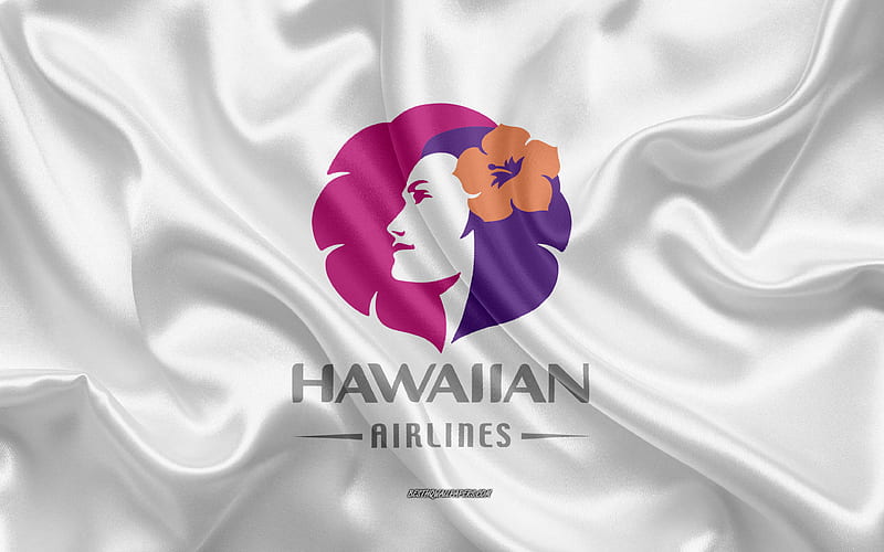 Hawaiian Airlines logo, airline, white silk texture, airline logos, Hawaiian Airlines emblem, silk background, silk flag, Hawaiian Airlines, HD wallpaper