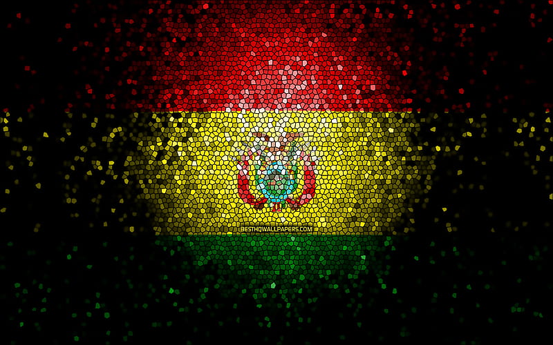 Bolivia flag, mosaic art, South American countries, Flag of Bolivia, national symbols, Bolivian flag, artwork, South America, Bolivia, HD wallpaper