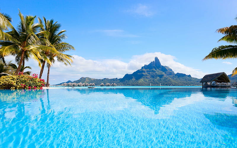 Bora Bora, summer, tropical islands, resort, summer travel, ocean, French Polynesia, HD wallpaper