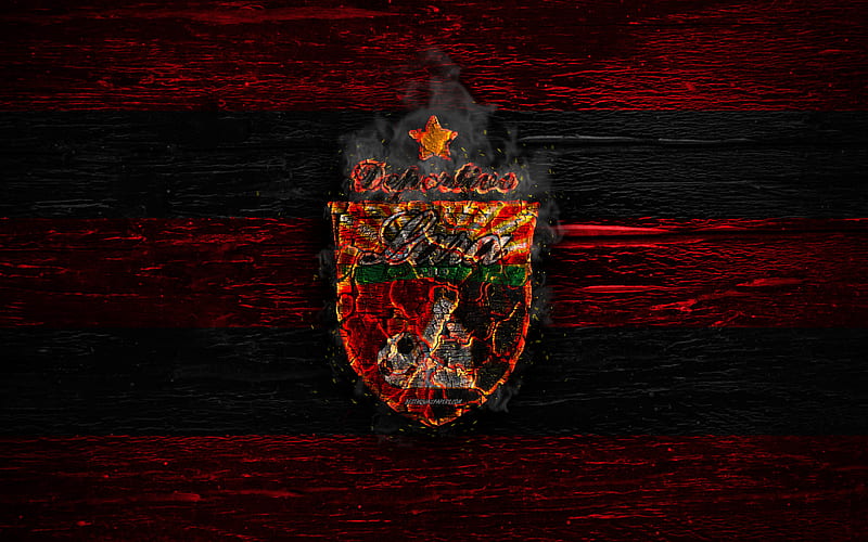 Deportivo Lara FC, fire logo, La Liga FutVe, red and black lines,  Venezuelan football club, HD wallpaper | Peakpx