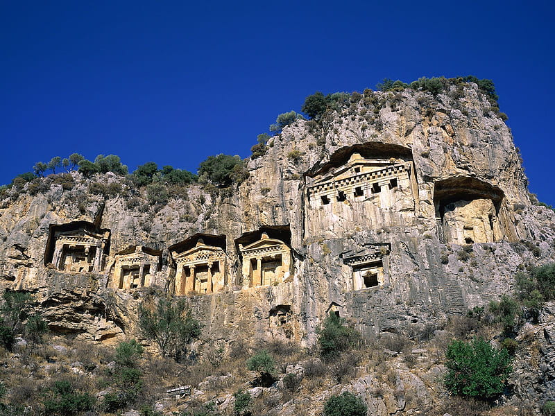 Untitled , rock tombs, dalyan, turkey, HD wallpaper