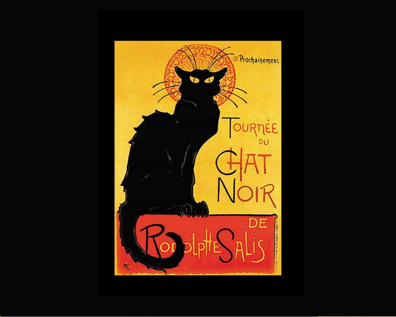 Chat Noir, art, art nouveau, black cat, desenho, graphic design, poster art, HD wallpaper