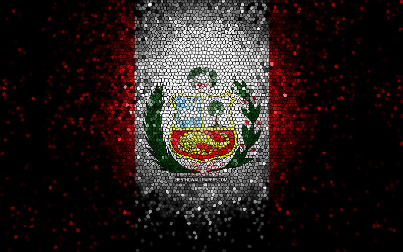 Peru flag, mosaic art, South American countries, Flag of Peru, national symbols, Peruvian flag, artwork, South America, Peru, HD wallpaper