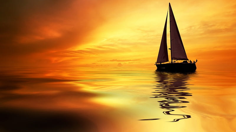 The sailing vessel, Sea, Yacht, Colour, Clouds, HD wallpaper