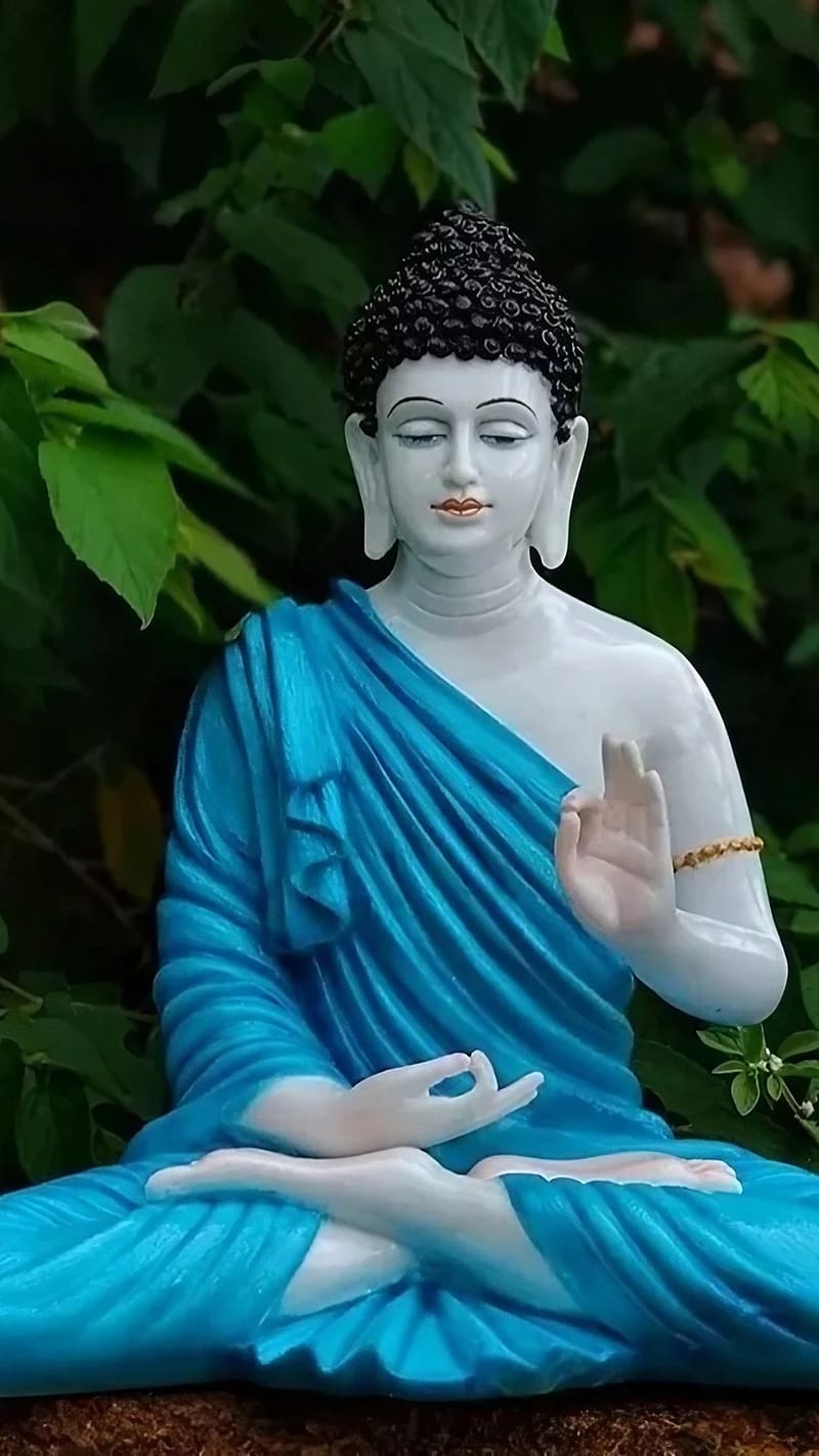 Blue Buddha, White Statue In Garden, lord buddha, HD phone wallpaper ...
