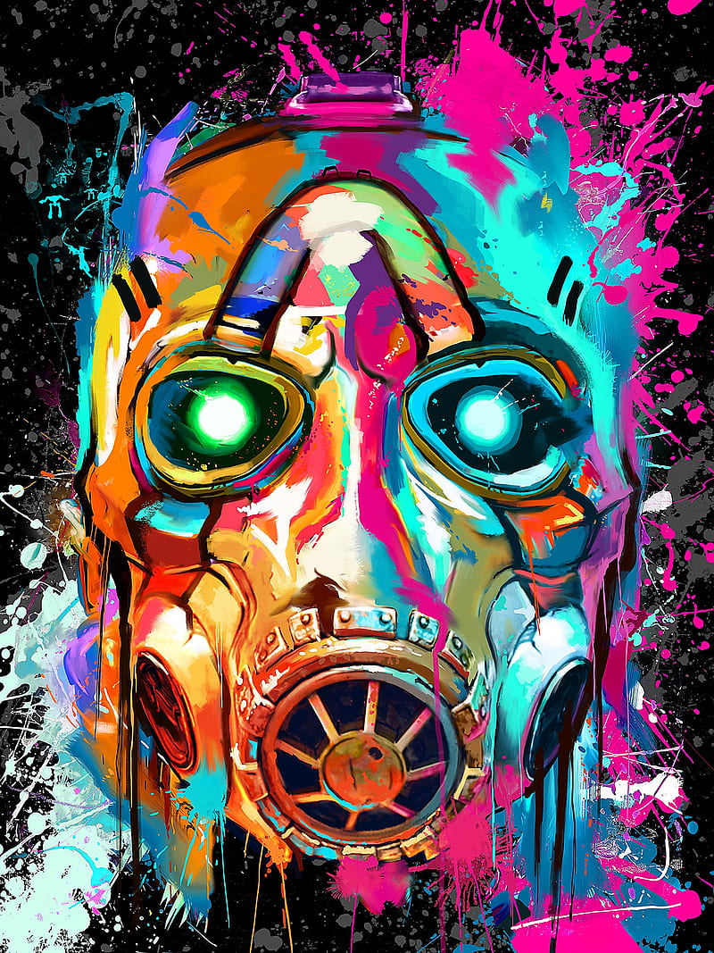 Neon bandit mask, bandit, borderlands, colourful, mask, neon, skull, HD phone wallpaper