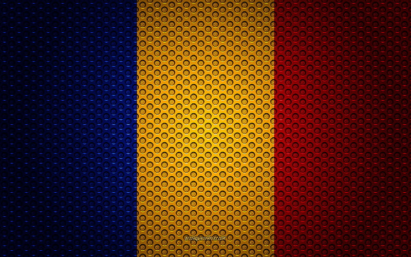 Flag of Romania creative art, metal mesh texture, Romanian flag, national symbol, Romania, Europe, flags of European countries, HD wallpaper