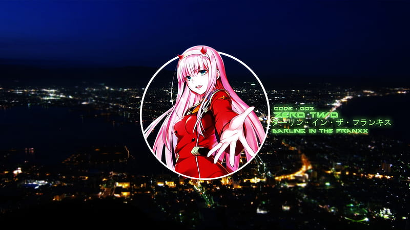 darling in the franxx zero two on center circle with background of city lights during night time anime, HD wallpaper