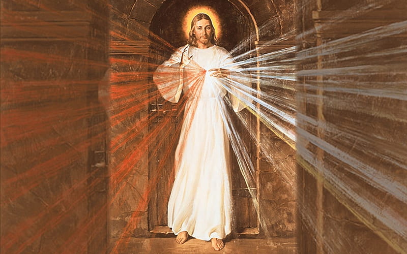 Divine Mercy, beams, Christ, Jesus, HD wallpaper