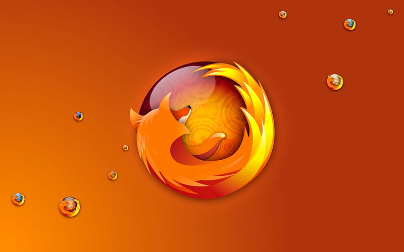 Mozilla Firefox 3D logo creative, orange background, Mozilla Firefox logo, artwork, Mozilla Firefox, HD wallpaper