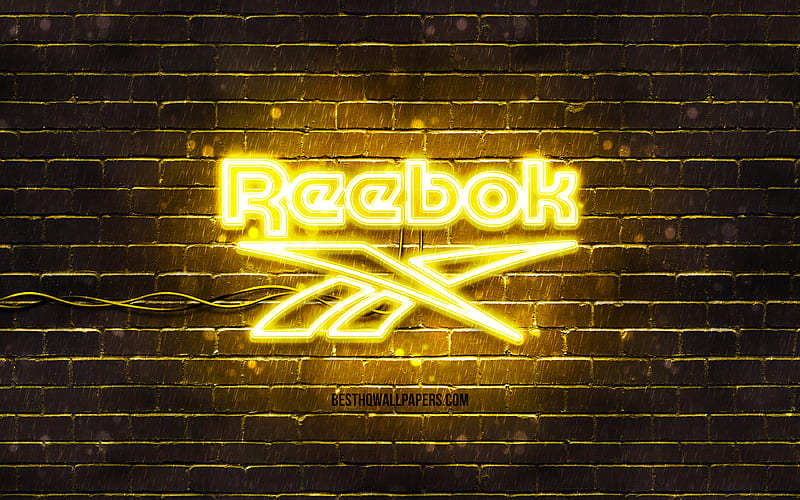 Reebok yellow logo yellow brickwall, Reebok logo, fashion brands, Reebok neon logo, Reebok, HD wallpaper