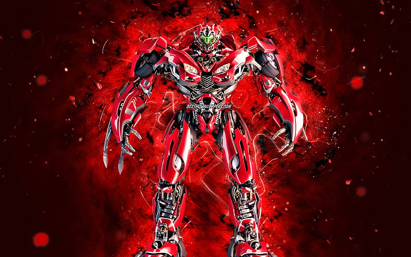 Rampage G1, red neon lights, Transformers, creative, Rampage G1 Transformer, Rampage G1, HD wallpaper